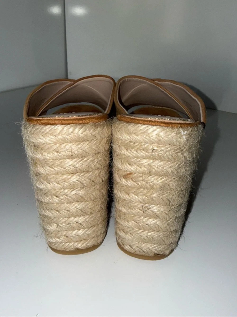Zara Tan Suede Espadrille Wedge Slides size 37 / 7 - Picture 4 of 5